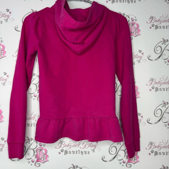 Juicy couture sweater ruffle frilly bottom peplum juicy J silver zipper pull y2k - Picture 2 of 9